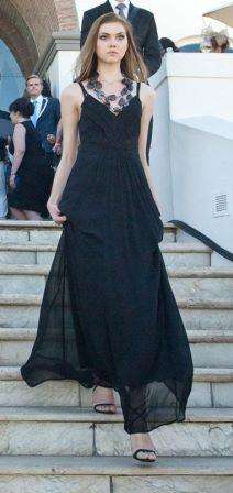 JENNI BUTTON - Couture Maxi Chiffon Dress  - Size: 34