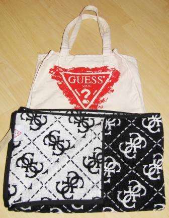 Authentic Guess Large Beach Towel with Free Canvas Bag