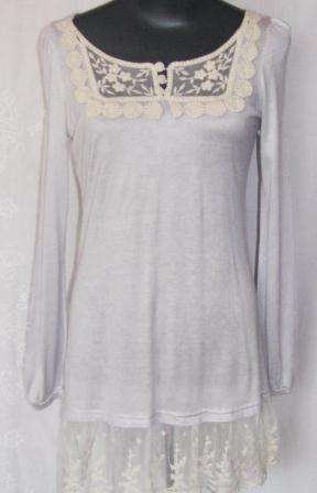 Soft Cotton Jersey Lace Tunic - Size: 32