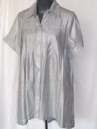 Yummy Silver Shimmer Drape Shirt - Size: 34