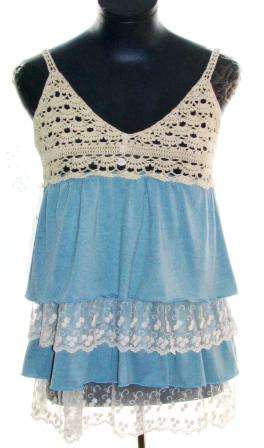 Adorable Lace Tiered Babydoll Tank Top  - Size: Medium