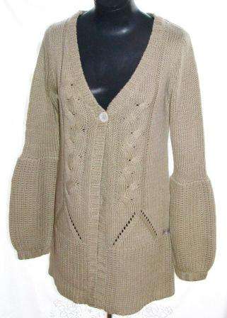 JENNI BUTTON - Wool Blend Cable Cardigan - Size: 32