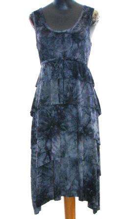 Navy Tie Dye Tiered Dress - Size: 34/36