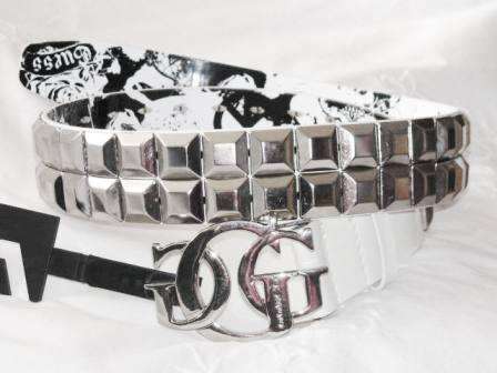 100% Authentic Guess - White Square Studded Belt
