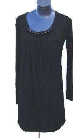 Black Beaded Tunic Dress - Size: 34