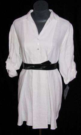 Hilton Weiner Pure Linen Shirt Dress - Size: 34/36