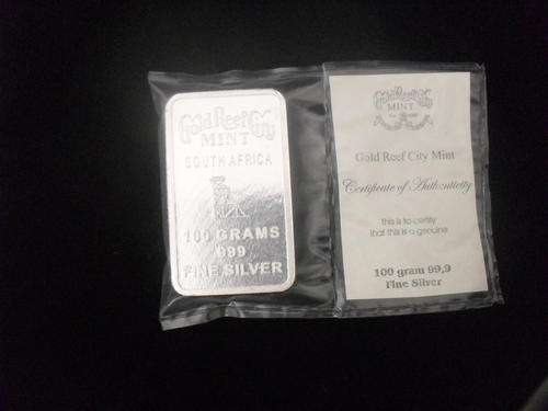 HUNDRED GRAM FINE SILVER LION MINTED BAR