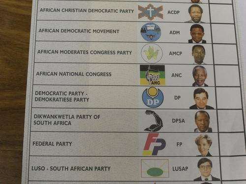 ORIGINAL 1994 ELECTION BALLOT PAPER