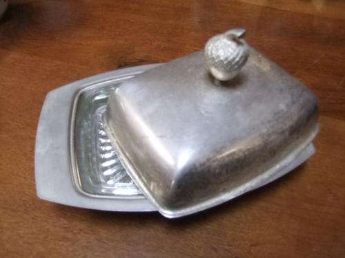 Beautifull Silver Butter Dish with Glass Inside!!