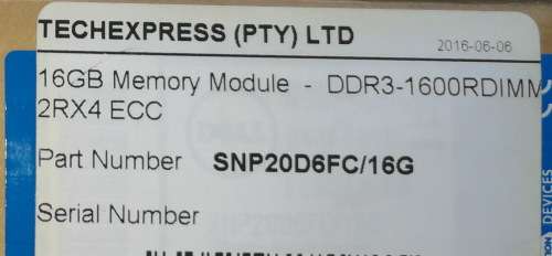 Dell DDR3 16 gig ECC