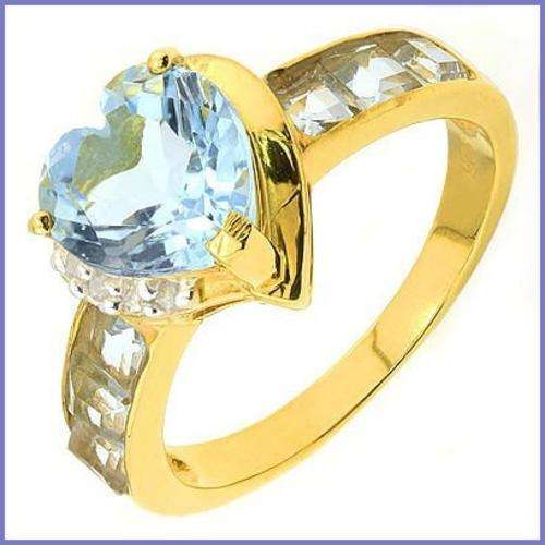 BEAUTIFUL BLUE TOPAZ AND DIAMONDS. RING .925 STERLING SILVER /14CT GP