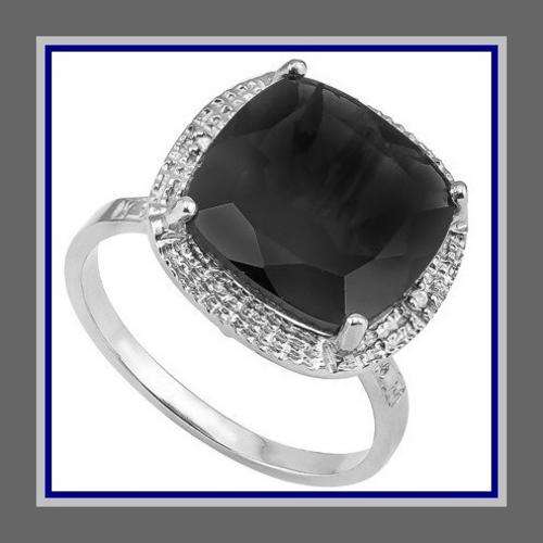 LOVELY  SAPPHIRE AND DIAMOND  RING SET IN SOLID .925 STERLING SILVER