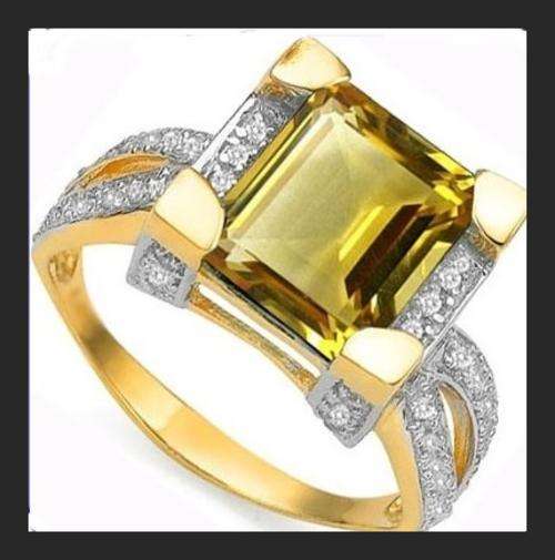 STUNNING SOLID .925CT STERLING SILVER/14CT GP WITH CITRINE AND DIAMONDS
