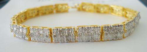 LOVELY SOLID 0.925 STERLING SILVER BRACELET/14CTGOLD AND 108 DIAMONDS 0.880CT