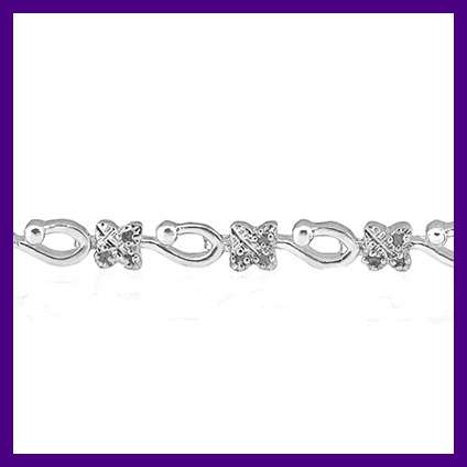 LOVELY SOLID 0.925 STERLING SILVER BRACELET WITH  48 DIAMONDS 0.278CT