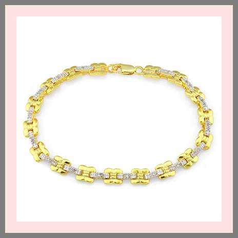 LOVELY SOLID 0.925 STERLING SILVER BRACELET WITH 34 DIAMONDS 0.198ct 14ct GP