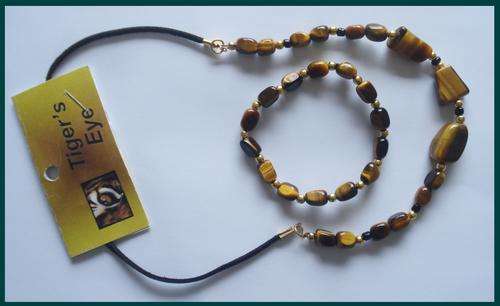 GENUINE  TIGERS EYE NECKLACE AND BRACELET SET -