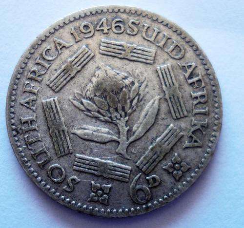1946 UNION OF SOUTH AFRICA 6d  SILVER  GEORGE V1