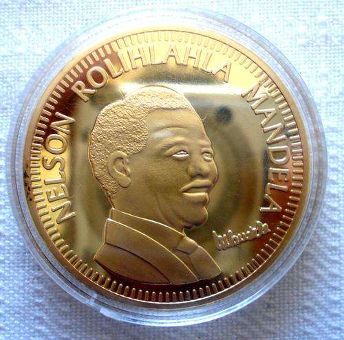 GOLD CLAD ENCAPSULATED COIN  - NELSON MANDELA 10 YEARS OF FREEDOM