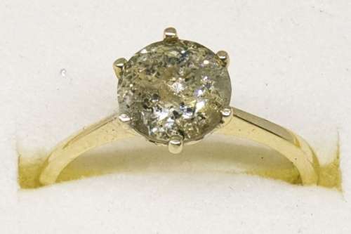 Natural Diamond Solitaire Ring  14k solid Yellow Gold.. Colour K  / I2