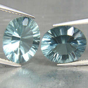 SET OF 2 NATURAL FLUORITES  2.04CT CTS /  SEA GREEN OVAL CUT