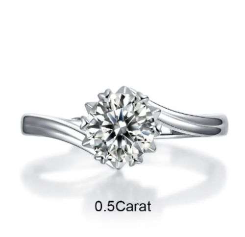 Charming 0.5CT Moissanite Diamond on 925 Sterling Silver Adjustable Ring