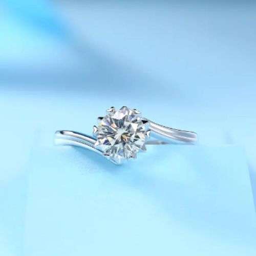Charming 0.5CT Moissanite Diamond on 925 Sterling Silver Adjustable Ring