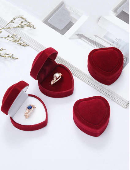 Red Heart Shaped Ring Storage Box
