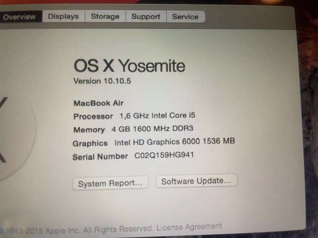 Apple MacBook Air 13` A1466 Intel i5 5250U 1.60GHZ 13` 256Gb