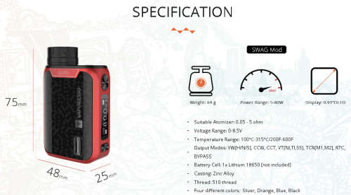 Vaporesso Swag Mod only(Blue) *Special Sale* Vape - New