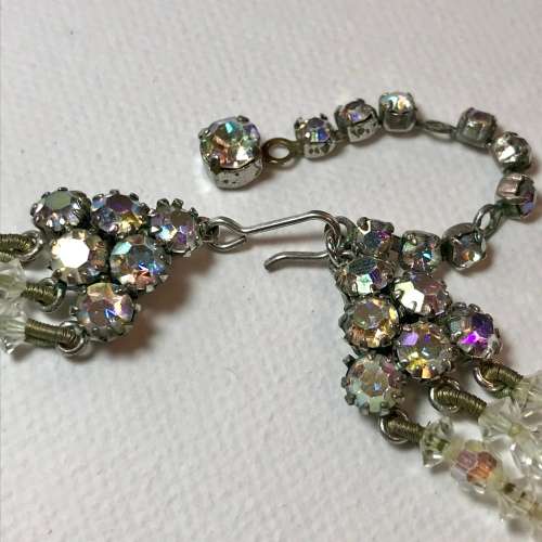 Vintage triple strand Aurora Borealis crystal necklace