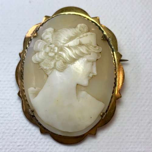 Genuine vintage 1950s shell cameo brooch signed Ward Brothers (gold plated)