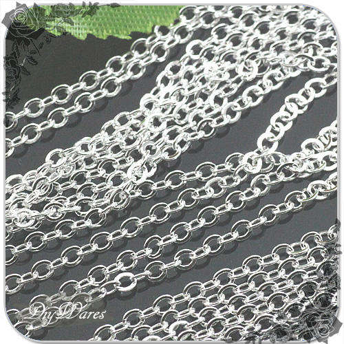 4 Meters Long 2mm 05322 Silver Chains Links for charm necklace Jewelry supplies DIY