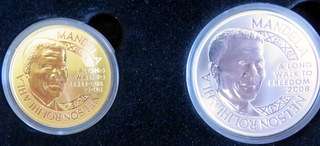 Mandela 90th Birthday Twin Set 1 oz. Gold and Silver Medallions (Price reduced)