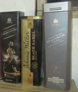 Empty Johnnie Walker Whisky Tins - Black , Double Black & Platinum
