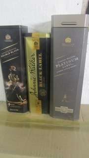 Empty Johnnie Walker Whisky Tins - Black , Double Black & Platinum
