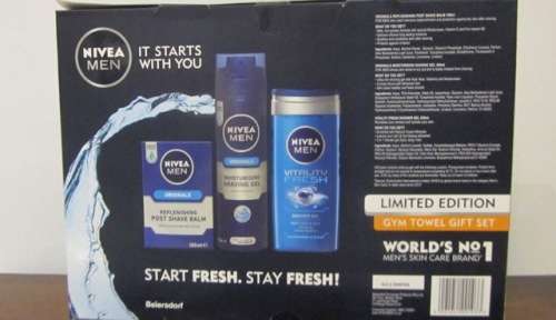 Nivea Men Gym Towel Gift Pack Set - After Shave Splash, Shaving Gel, Shower Gel