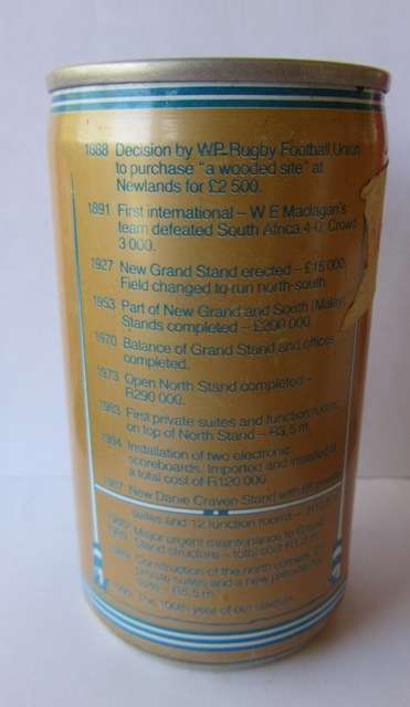 Limited Edition Beer Can : Centenary Lager - Western Province Rugby 1890-1990