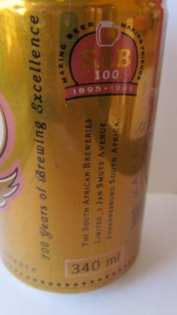 Limited Edition Beer Can : Centenary Lager - 1895 to 1995 : SAB 100 years of brewing excellence