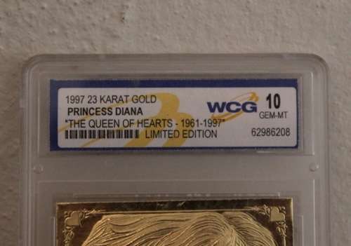 1997 PRINCESS DIANA 23K GOLD CARD SCULPTURED - GRADED GEM-MINT 10