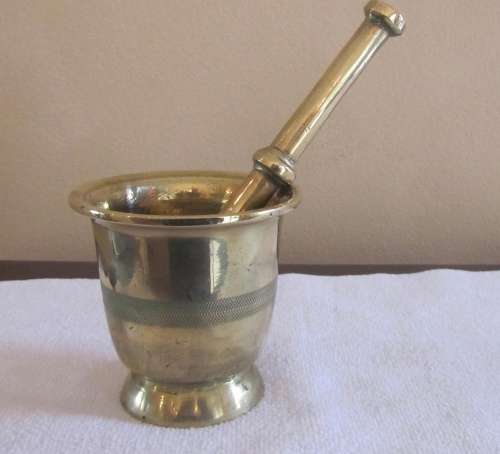 Vintage Brass Pestle and Mortar