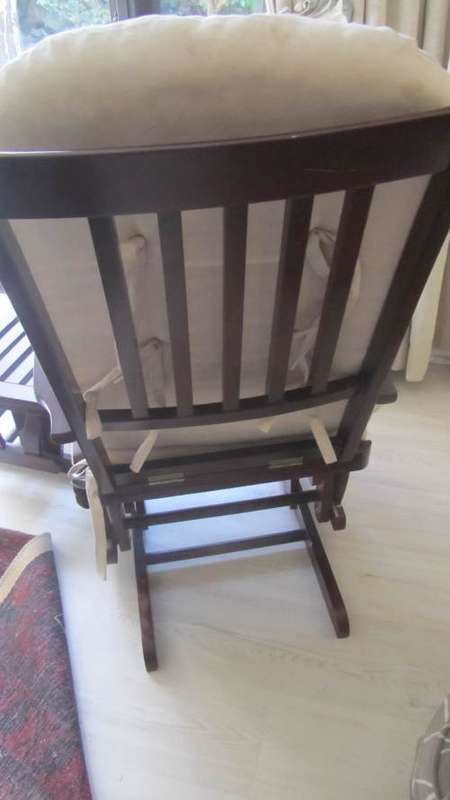 Wooden Adjustable Rocking Chair and Foot Stool and Cushions