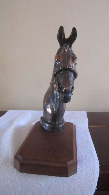Horse Head Bust on Wooden Stand - Very Heavy