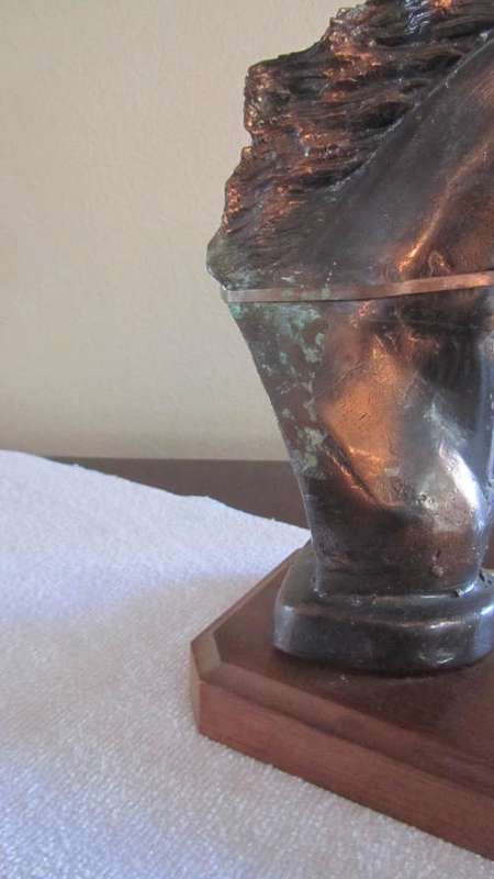 Horse Head Bust on Wooden Stand - Very Heavy