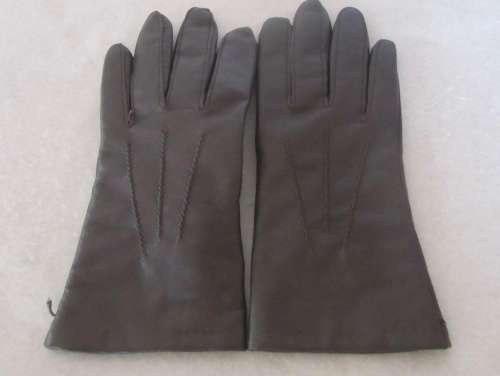 Ladies Brown Leather Gloves - size L