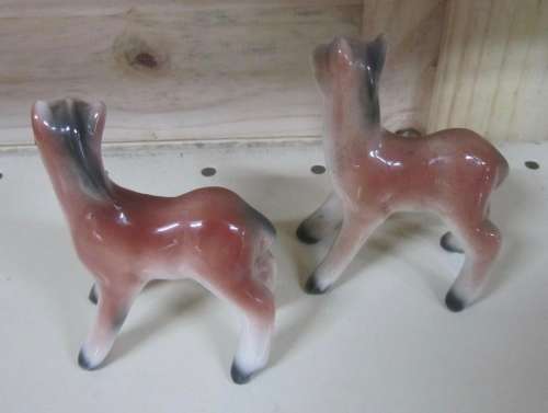 Set of 2 Small Ceramic Horse / Pony Figurines