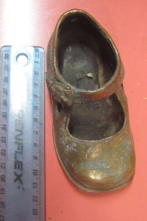 Vintage Bronzed Child`s Shoes