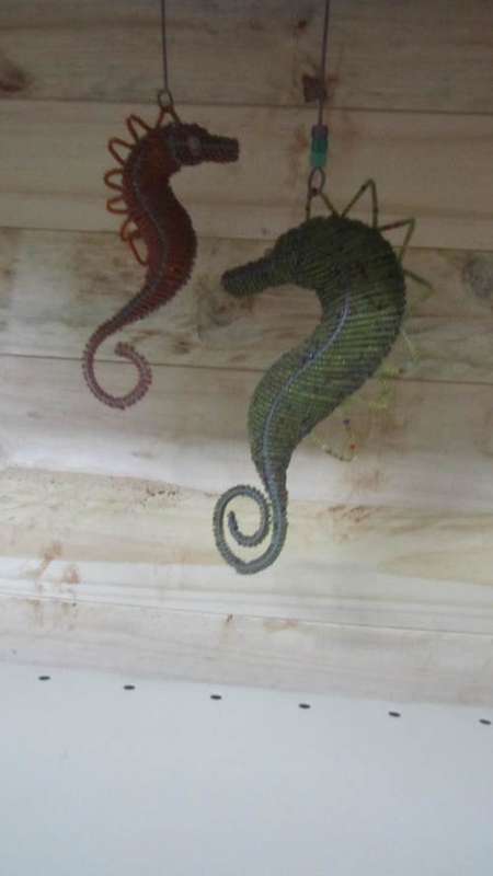 2 Wire, Beaded Hanging Sea Horses - both for one bid
