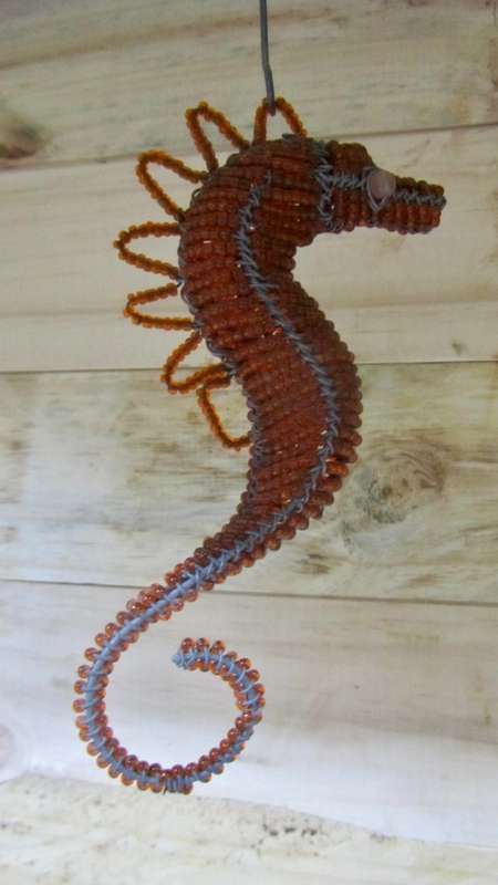 2 Wire, Beaded Hanging Sea Horses - both for one bid