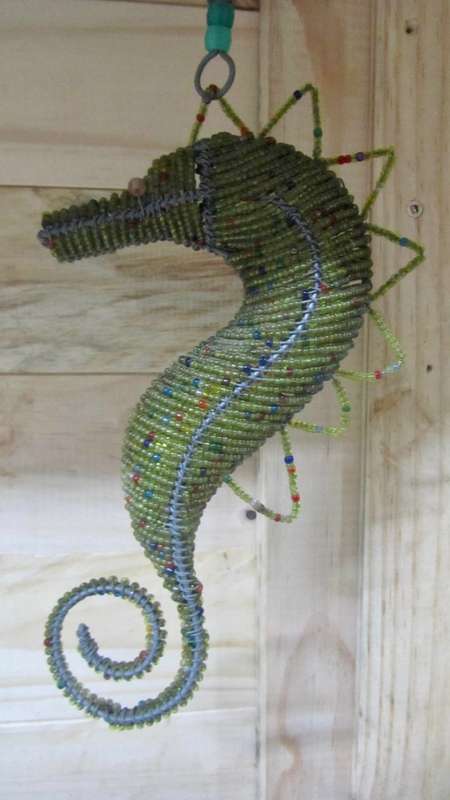 2 Wire, Beaded Hanging Sea Horses - both for one bid